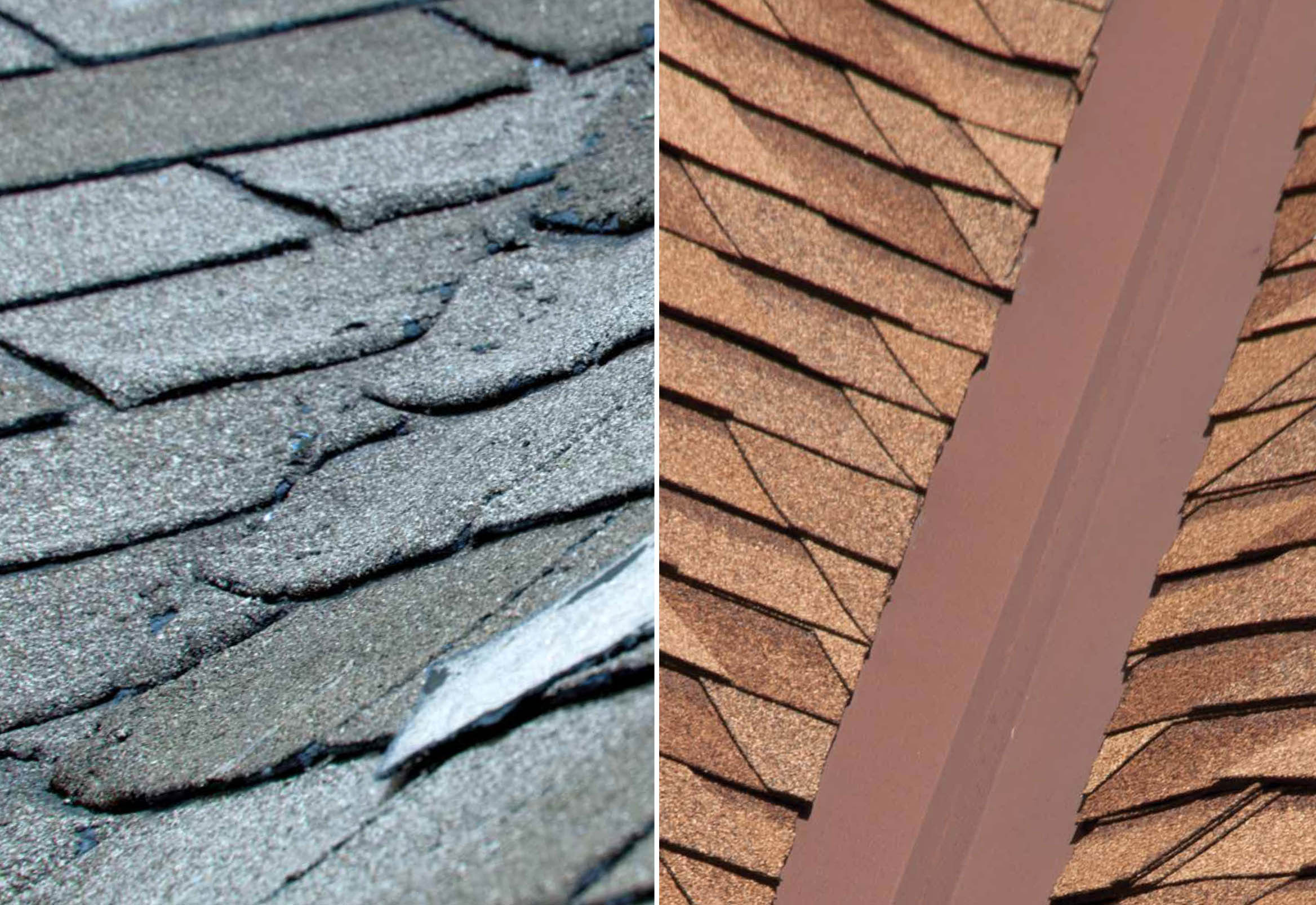 Before and after roof repair