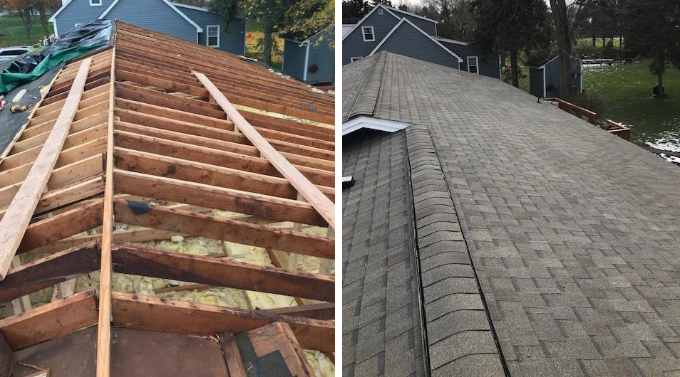 Before and after of a roof in Clarence - Winter Roof