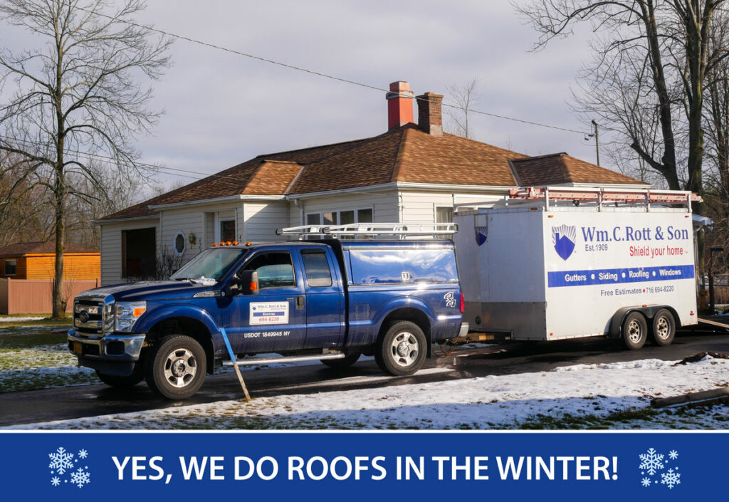 William C. Rott and Son roof repair in winter