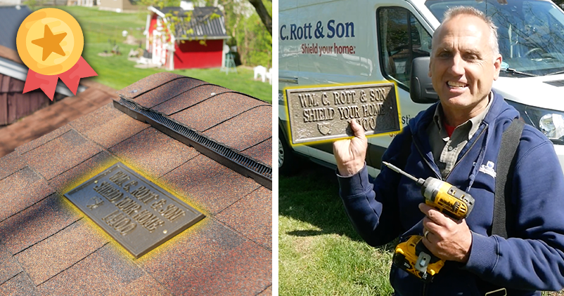 Custom-make roof plaques with 20 year transferable workmanship warranty from William C. Rott and Sons.